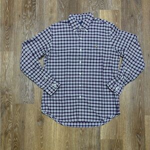 Classic Plaid Button-Down Shirt - Purple & White